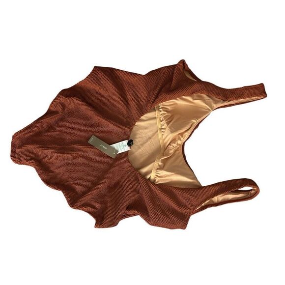 J. Crew Ribbed Square Neck One Piece Swimsuit Sz 20 Scrunchie Scoop Back NWT - Picture 2 of 11